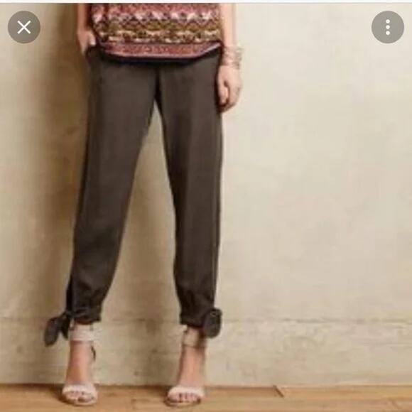 Amadi Tori Jogger Pants Olive Green Tencel Ankle Tie Womens M - Picture 3 of 10